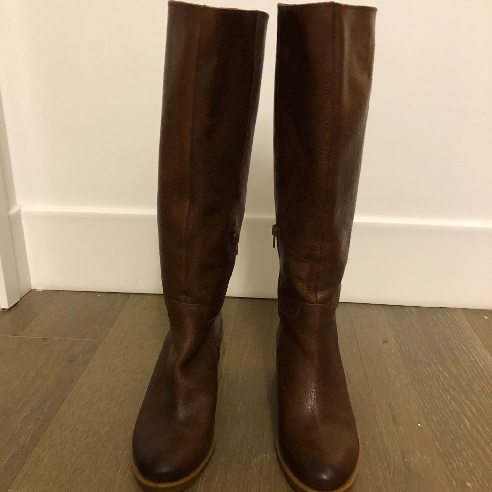 Lucky Brand Ritten Leather Riding Boots Wide Calf